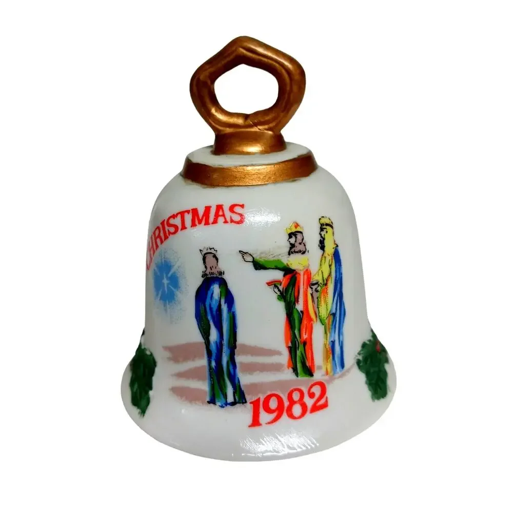👸🏾🫅🏾🤴🏾1982 Christmas Bell 🔔Ornament Wise Men Nativity Decor Nostalgic